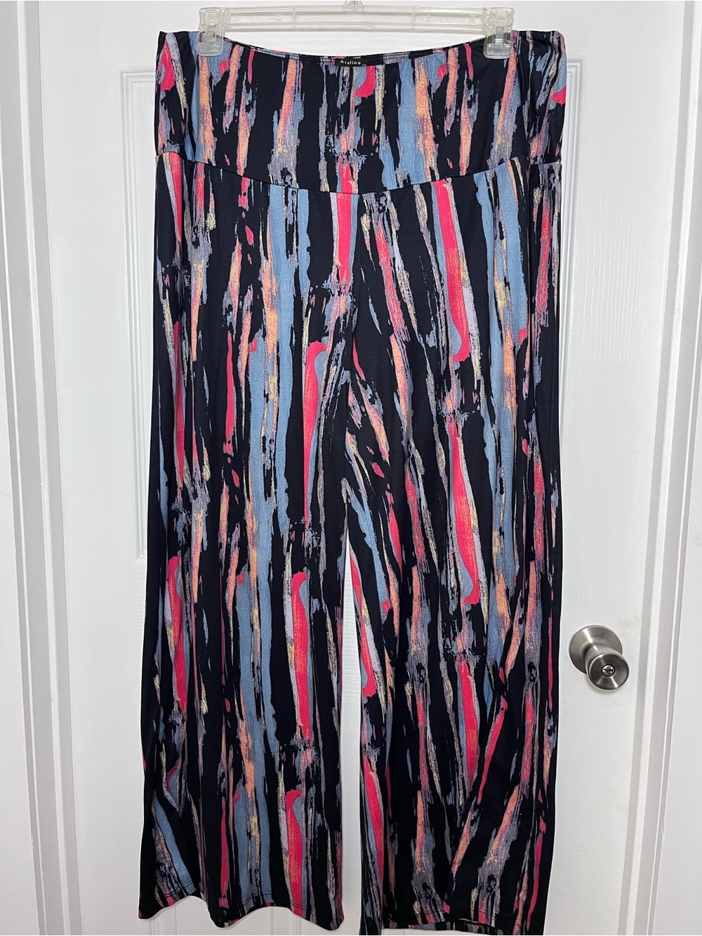 Arolina High Waist Wide-Leg Brushstroke Palazzo Pants